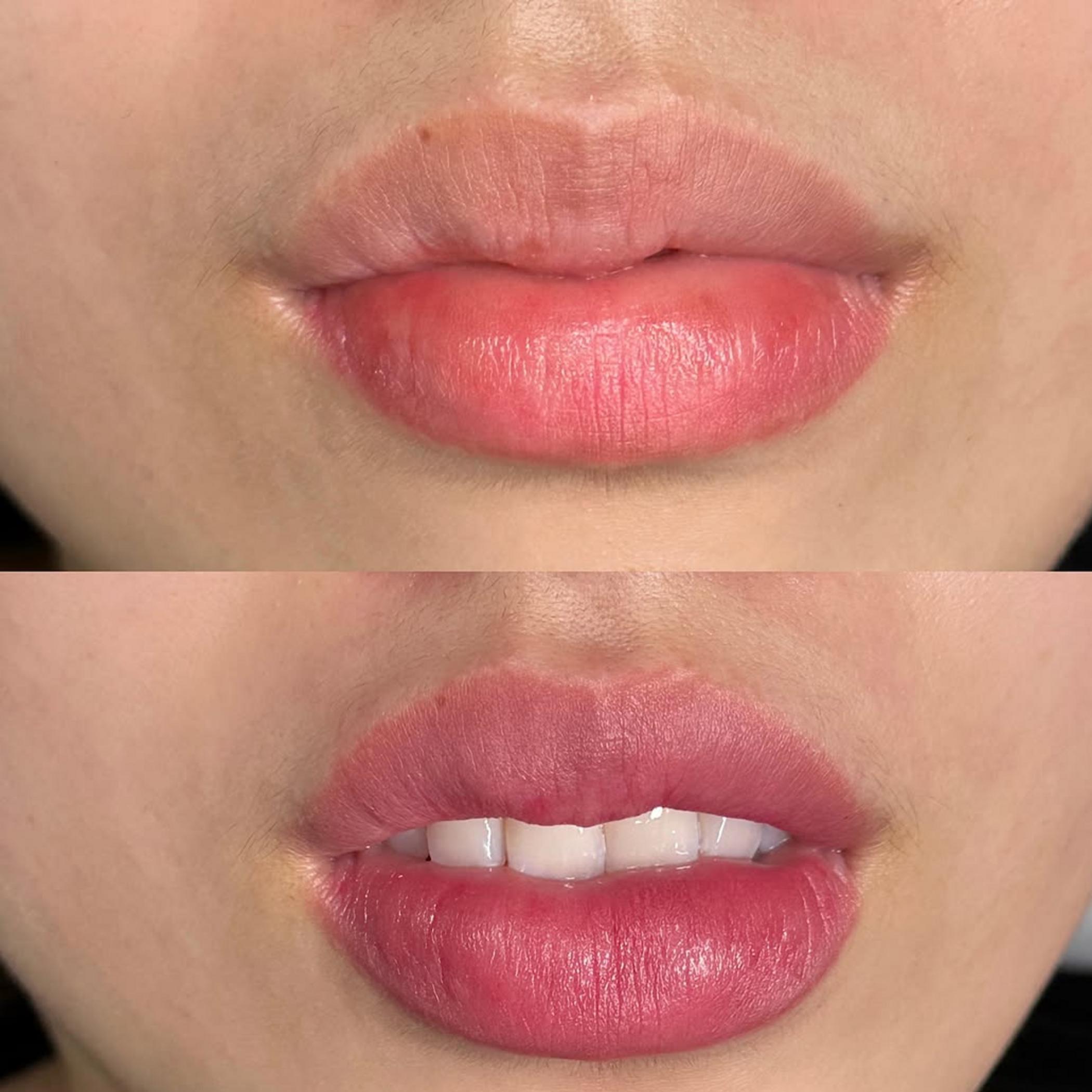ombre lip tattoo before after