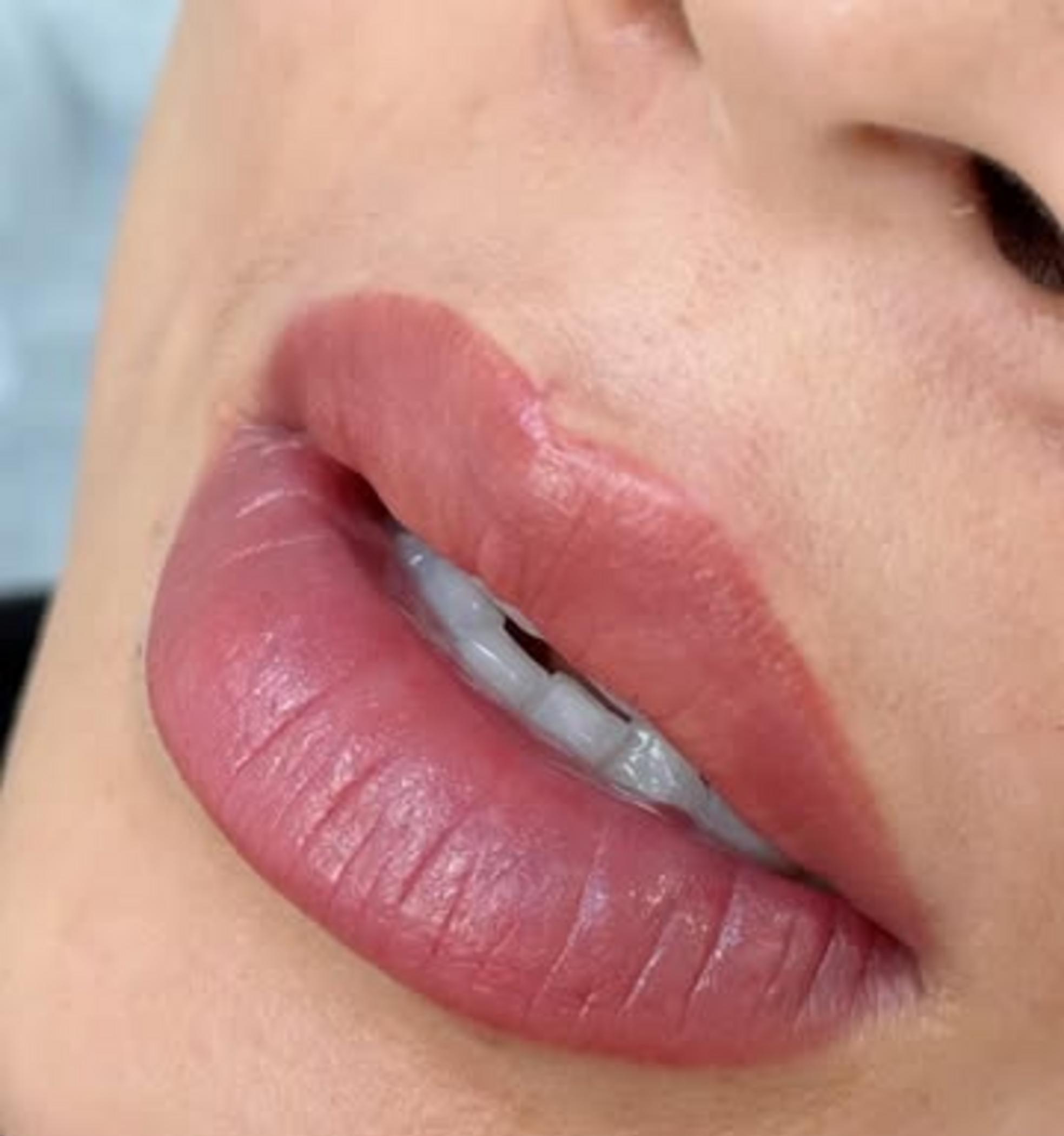 ombre lip tattoo healed results